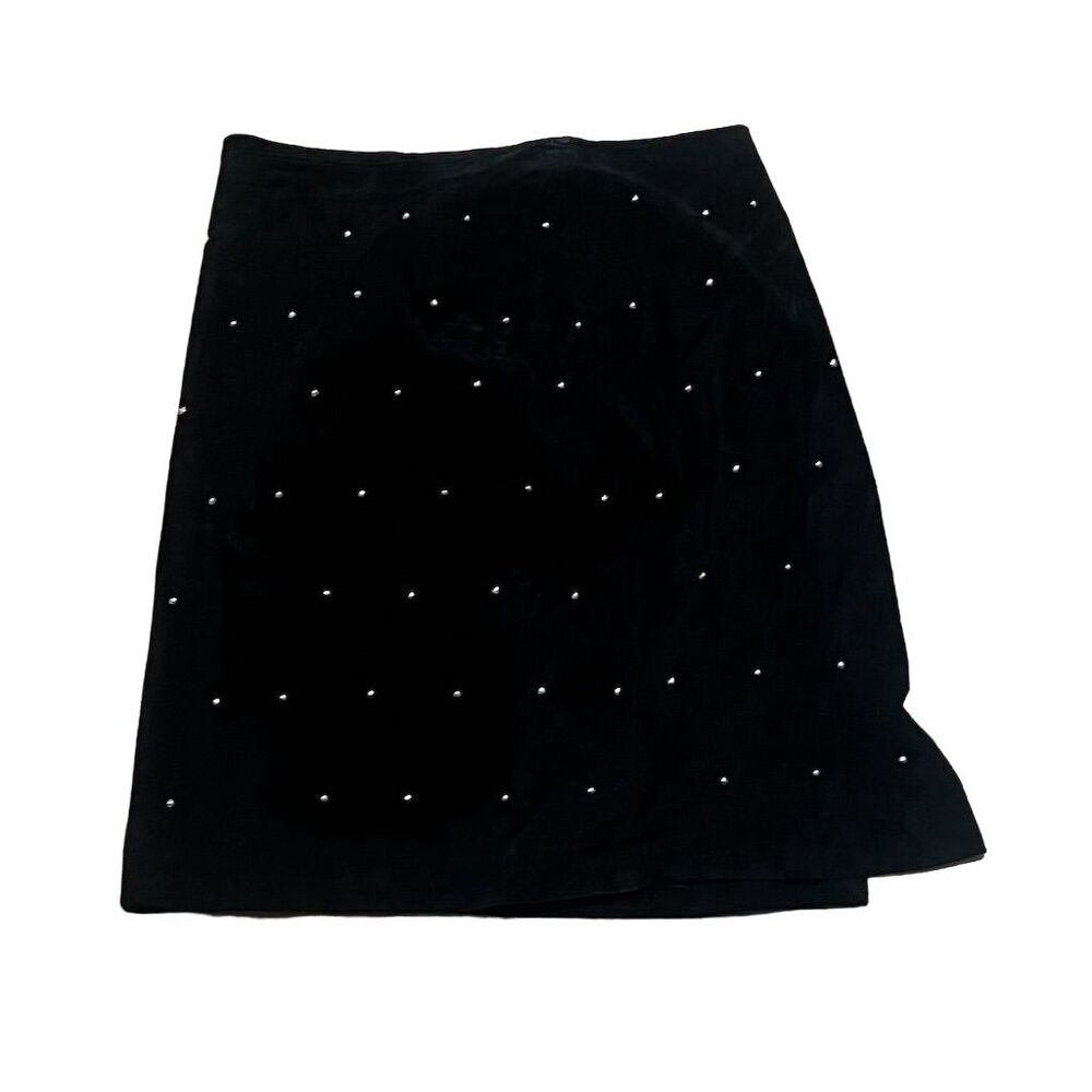 Karen Okada for David Howard Black Velvet Mini Skirt w Rhinestone Accents Size 6